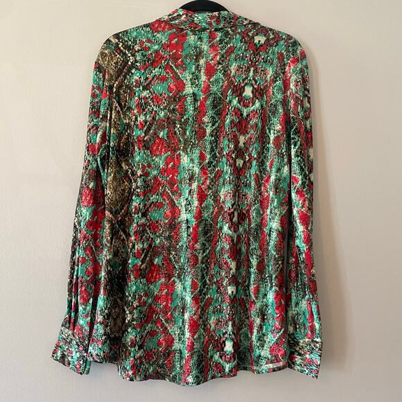 NWT Wrangler Women size Large Pink Blue Deadstock Shimmer Snakeskin Button Down - Picture 7 of 10